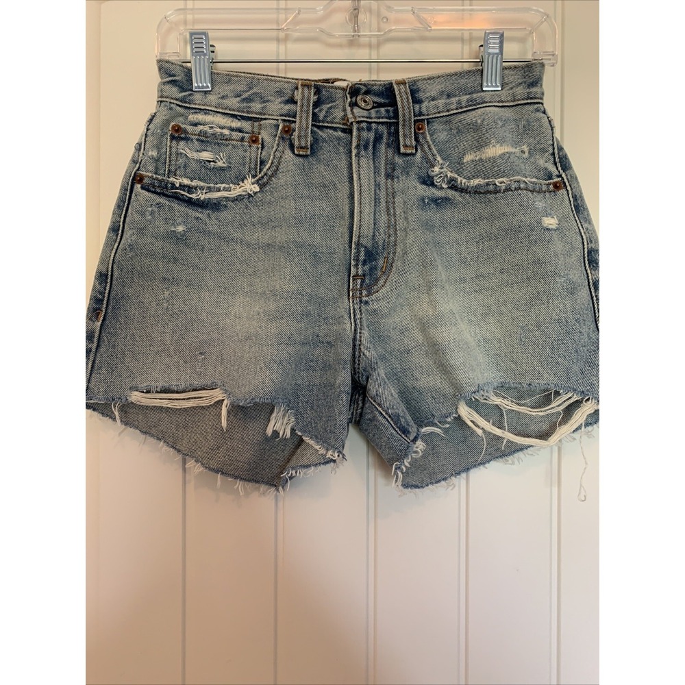 Abercrombie & Fitch Light Blue Distressed Denim Shorts